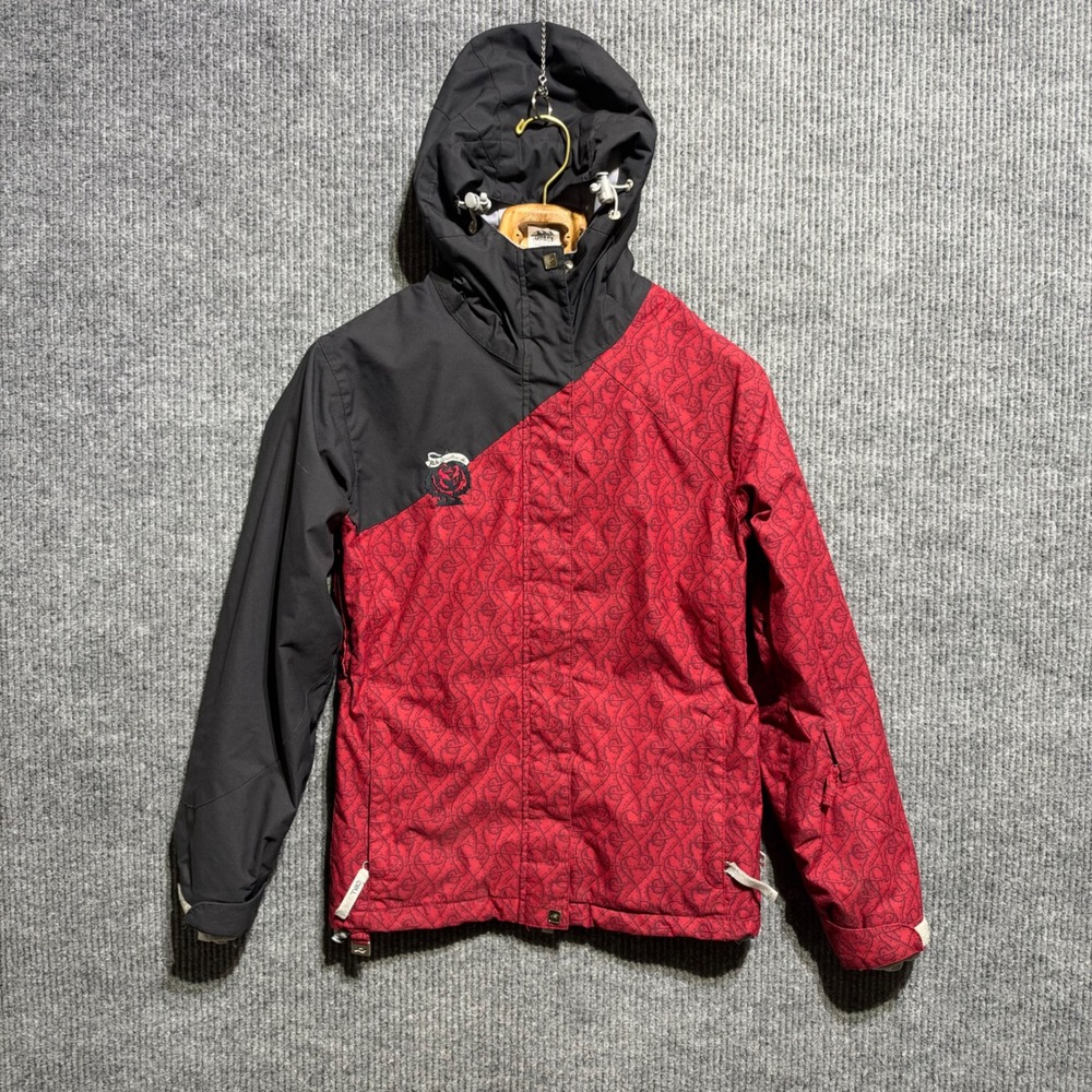 Ride Snowboards Jacket Womens Small Red Black Cell Series 5 Hooded Ski Coat
